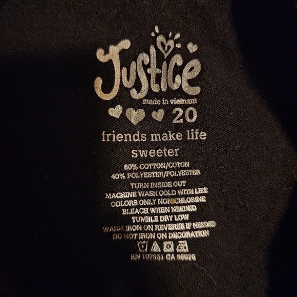 Justice "Create Your Own Sunshine" Black Tank Gold Font Girl's Size 20 Summer - Picture 3 of 3
